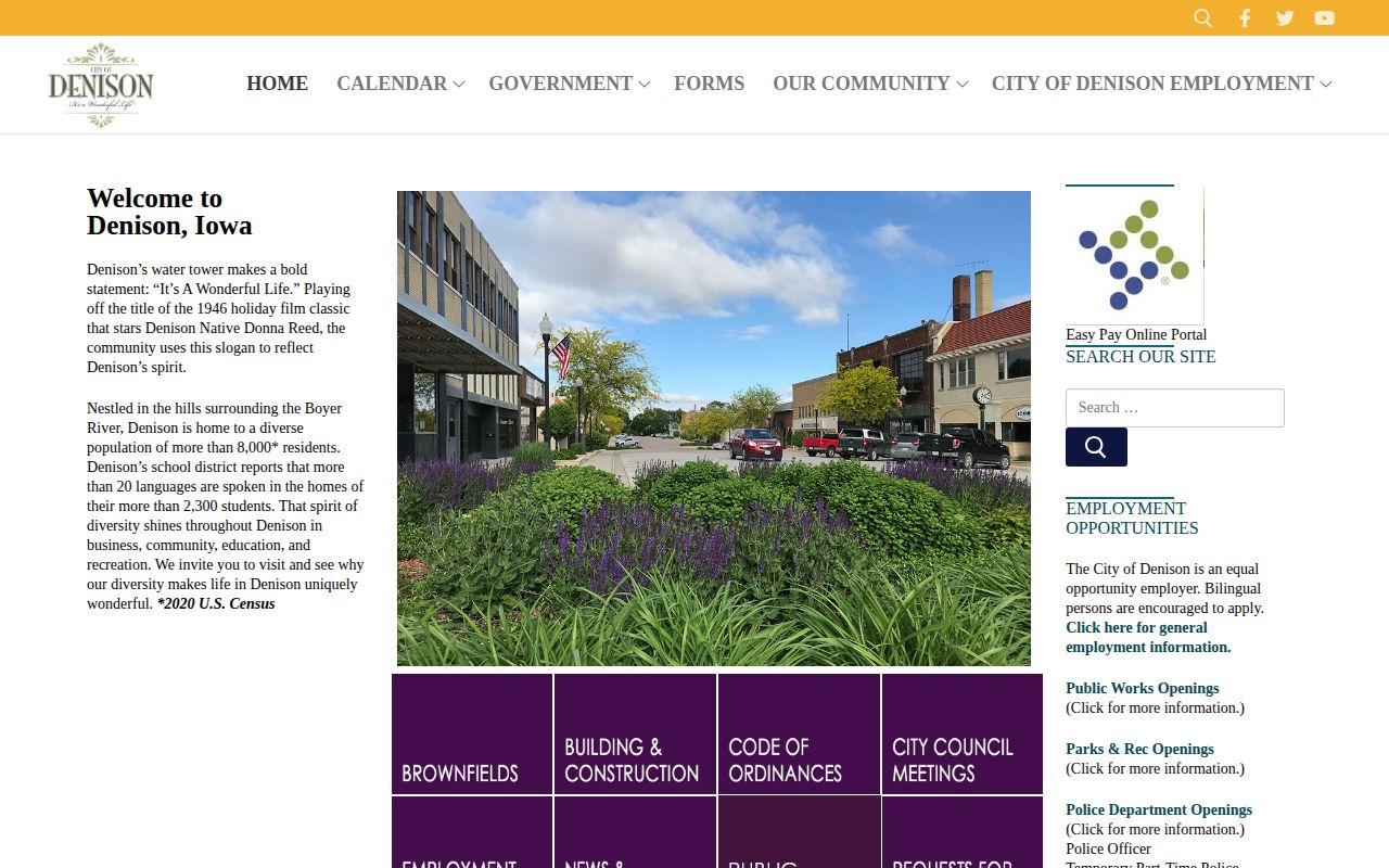 Official Denison Iowa city website for police arrest record contacts