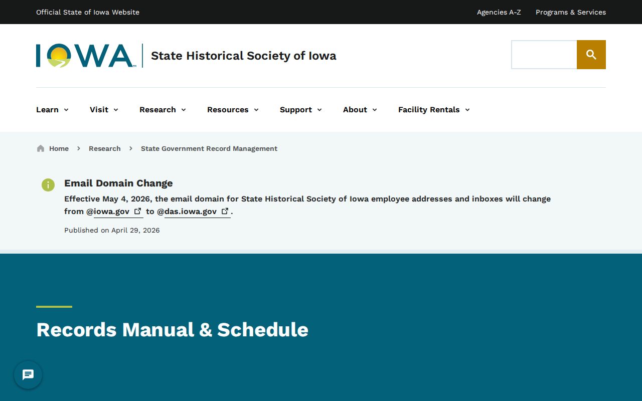 Iowa records management page used for Crawford County arrest retention research
